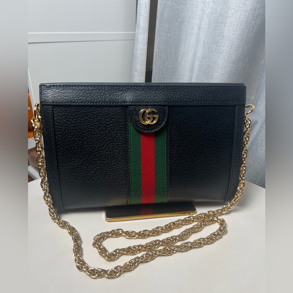 EUC Gucci Ophidia Black Leather Shoulder Bag
